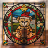 Neppe Glas-in-Lood Kerstbeer Grote Raamsticker (Vel 2)