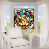 Neppe Glas-in-Lood Kerstbeer Grote Raamsticker