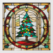 Neppe Glas-in-Lood Kerstboom Groot Raamsticker (Vel)