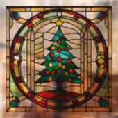 Neppe Glas-in-Lood Kerstboom Groot Raamsticker (Vel 2)