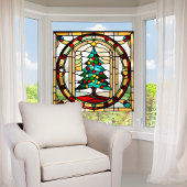 Neppe Glas-in-Lood Kerstboom Groot Raamsticker