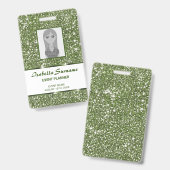 Neppe groene glitter textuur uitzicht met aangepas badge (Voor- en achterkant)