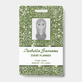 Neppe groene glitter textuur uitzicht met aangepas badge