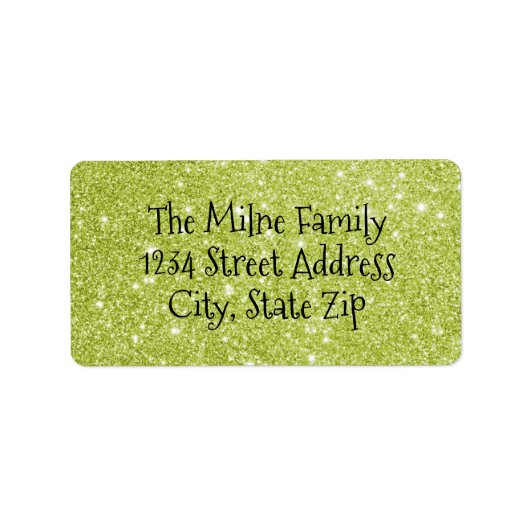 Neppe Groene Glitters - Adreslabels Etiket (Voorkant)