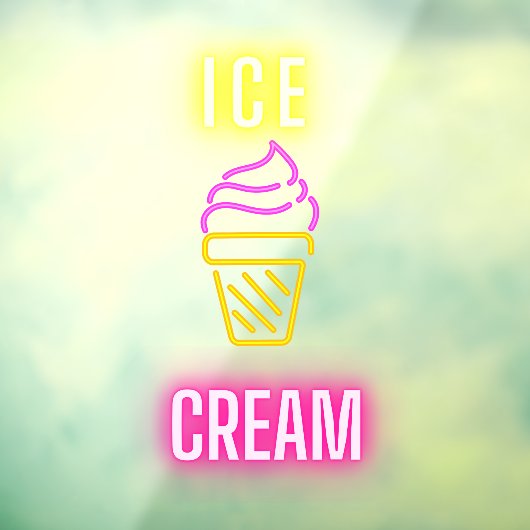 Neppe ijsjezaak in neonkleuren raamsticker (Vel 3)