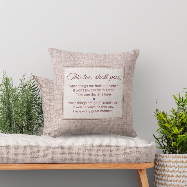 Neppe Jute Deze Tegenslag Gaat Ook Voorbij... Kussen (Faux Burlap This Too Shall Pass... Throw Pillow)