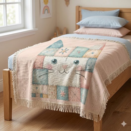 Neppe Lapjeskat Pastel Cottage Kitty Gezicht Deken