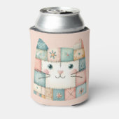 Neppe Lapwork Pastel Cottage Kitty Gezicht Blikjeskoeler (Blikje Achterkant)