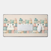 Neppe Lapwork Pastel Cottage Kitty Gezicht Bureaumat (Keyboard & Muis)