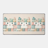 Neppe Lapwork Pastel Cottage Kitty Gezicht Bureaumat (Voorkant)