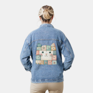 Neppe Lapwork Pastel Cottage Kitty Gezicht Denim Jacket