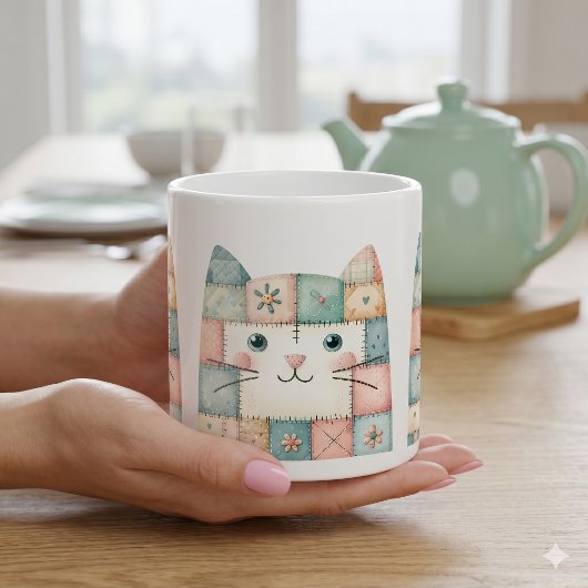 Neppe Lapwork Pastel Cottage Kitty Gezicht Koffiemok