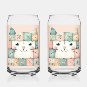 Neppe Lapwork Pastel Cottage Kitty Gezicht Roze Blikvorm Glas