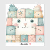 Neppe Lapwork Pastel Cottage Kitty Gezicht Sticker (Vel)