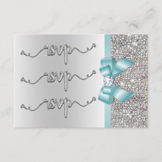 Neppe lint in Teal met zilveren pailletten RSVP Br (Voorkant)