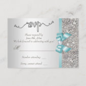 Neppe lint in Teal met zilveren pailletten RSVP Br (Achterkant)