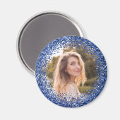 Neppe Navy Blauwe Glitter Foto Magneet (Voorkant / Achterkant)