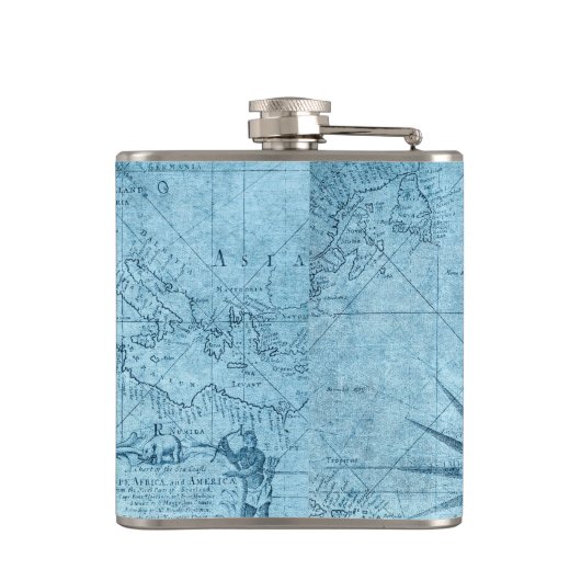 Neppe Oude Wereldkaart, 6oz Vinyl Omwikkelde Hip F Heupfles (Achterkant)