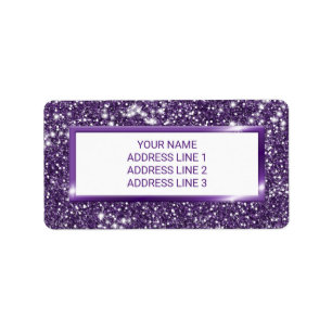 Neppe Paarse Glitter Textuur Uiterlijk Met Aangepa Etiket
