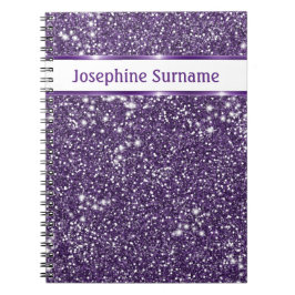 Neppe Paarse Glitter Textuur Uiterlijk Met Aangepa Notitieboek