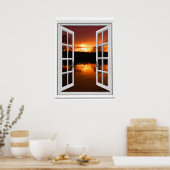 Neppe raam uitzicht zonsondergang  poster (Keuken)
