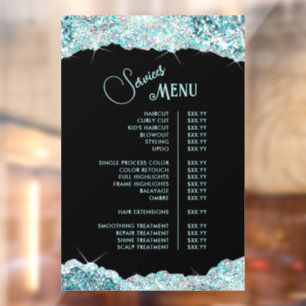 Neppe Teal Glitter Diensten Menu Raamsticker