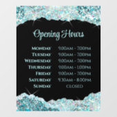 Neppe Teal Glitter Openingsuren Ruitsticker Raamsticker (Vel)