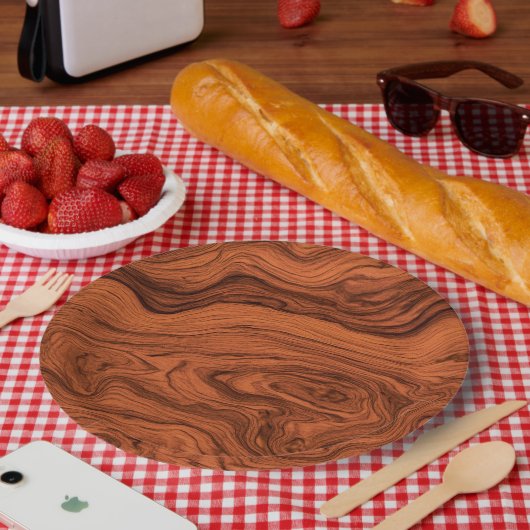 Neppe Walnotenhout Design  Papieren Bordje (Picknick)