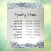 Neppe Zilveren Glitter Folie Openingsuren Raamsticker (Vel 3)