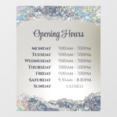Neppe Zilveren Glitter Folie Openingsuren Raamsticker (Vel)