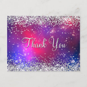 Neppe Zilveren Glitter Heet Roze Celestiaal Dank J Briefkaart