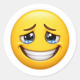 Neppeglimlach-emoji Verborgen pijn Ronde Sticker