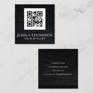 Neppelen fluweel zwart QR-code sjabloon Vierkante Visitekaartje