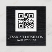 Neppelen fluweel zwart | QR-code sjabloon Vierkante Visitekaartje (Voorkant)