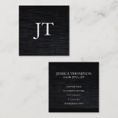 Neppelen Velours Zwarte Print met Monogram Vierkante Visitekaartje (Voorkant / Achterkant)