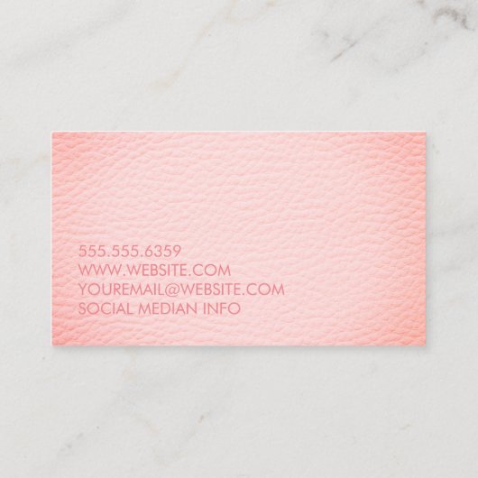 Neppen roze leer visitekaartje (Achterkant)