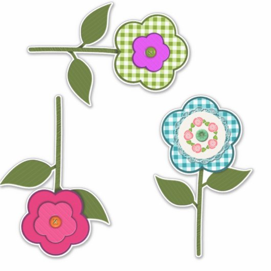 Neppige bloemen met stofstructuur sticker (Voorkant)