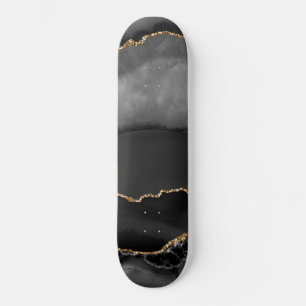 Neppige grijze marmer agaat gouden glitter zwarte persoonlijk skateboard
