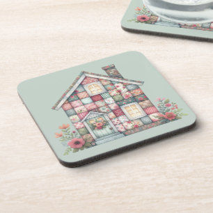 Neppige Patchwork Cottagecore Bloemige Huis Bier Onderzetter