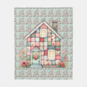 Neppige Patchwork Cottagecore Bloemige Huis Fleece Deken
