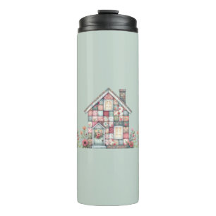 Neppige Patchwork Cottagecore Bloemige Huis Thermosbeker