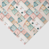 Neppige Patchwork Pastel Cottage Kat Kop Tissuepapier (Detail)
