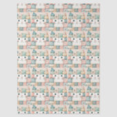 Neppige Patchwork Pastel Cottage Kat Kop Tissuepapier (Voorkant)