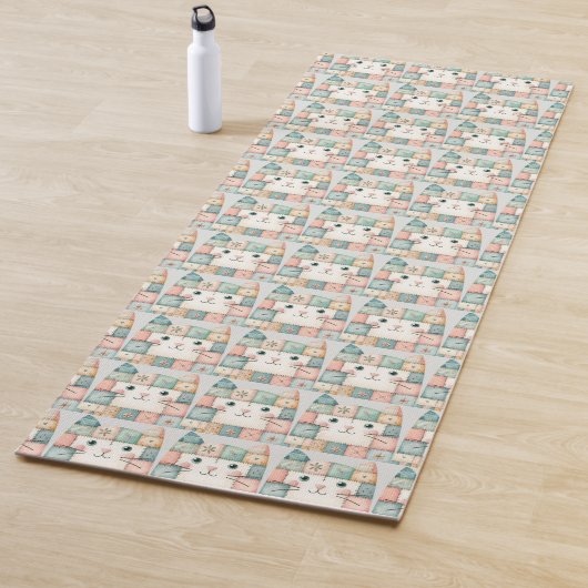 Neppige Patchwork Pastel Kitty Cottage Yogamat (In situ)