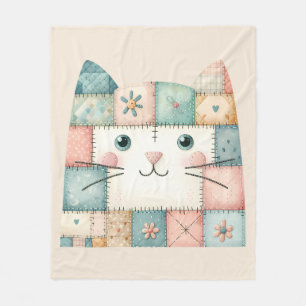 Neppige Patchwork Pastelkleurige Cottage Kitty Gez Fleece Deken