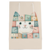 Neppige Patchwork Pastelkleurige Kattengezicht Cot Medium Cadeauzakje (Achterkant)