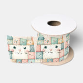Neppige Patchwork Pastelkleurige Kattengezicht Cot Satijnen Lint (Spoel)