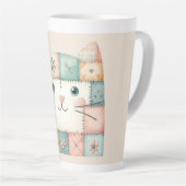 Neppige Patchwork Pastelkleurige Kattengezicht Pat Latte Mok (Rechterhoek)