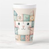 Neppige Patchwork Pastelkleurige Kattengezicht Pat Latte Mok (Voorkant)