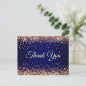 Neppige Roze Gouden Glitter Navy Blauwe Bedankt Briefkaart (Staand voorkant)